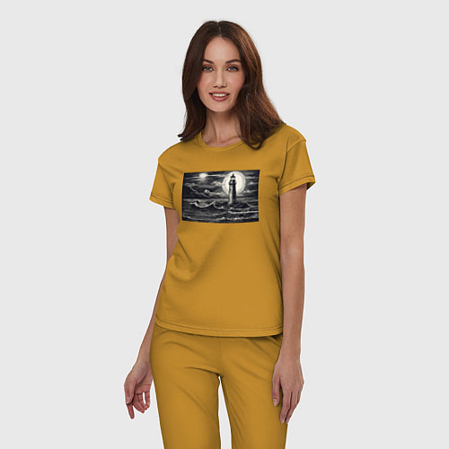 Женская пижама Маяк в графике / Горчичный – фото 3