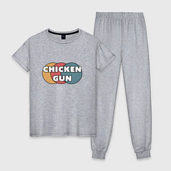 Пижама хлопковая женская Chicken gun круги, цвет: меланж