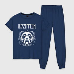 Пижама хлопковая женская Led Zeppelin rock panda, цвет: тёмно-синий