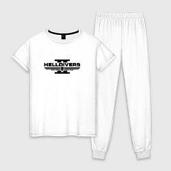 Пижама хлопковая женская Helldivers 2 - black, цвет: белый