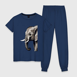 Пижама хлопковая женская Большой африканский слон, цвет: тёмно-синий
