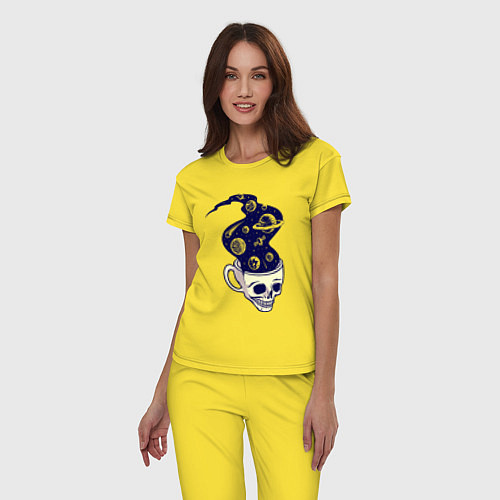 Женская пижама Dead drink space skull / Желтый – фото 3