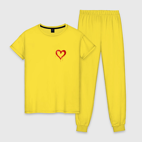Женская пижама Сердечко нарисованное пальцем / Желтый – фото 1
