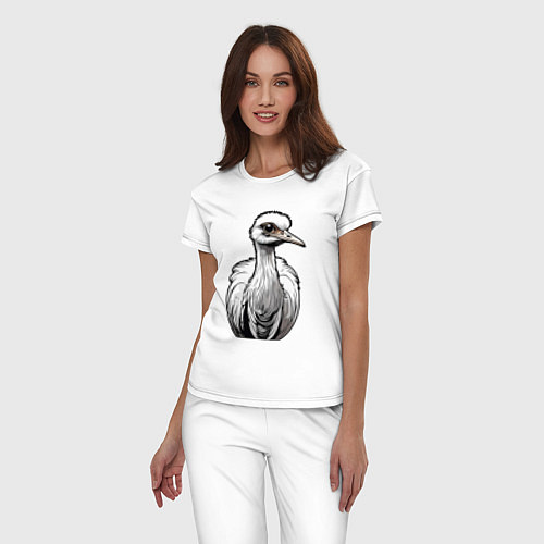 Женская пижама Страус рисованый / Белый – фото 3