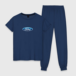 Пижама хлопковая женская FORD авто спорт лого, цвет: тёмно-синий