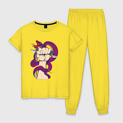 Пижама хлопковая женская Кобра вьется вокруг руки механика, цвет: желтый