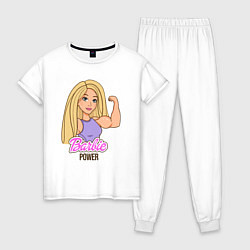 Пижама хлопковая женская Barbie power, цвет: белый