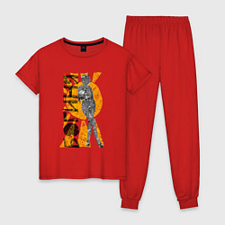 Пижама хлопковая женская Богиня в стиле гранж, цвет: красный