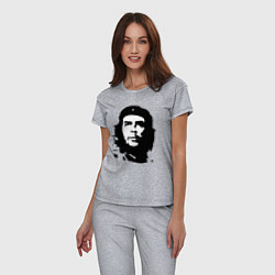 Пижама хлопковая женская Черно-белый силуэт Че Гевара, цвет: меланж — фото 2