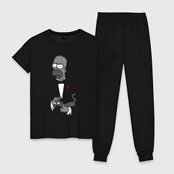 Пижама хлопковая женская Homer godfather, цвет: черный