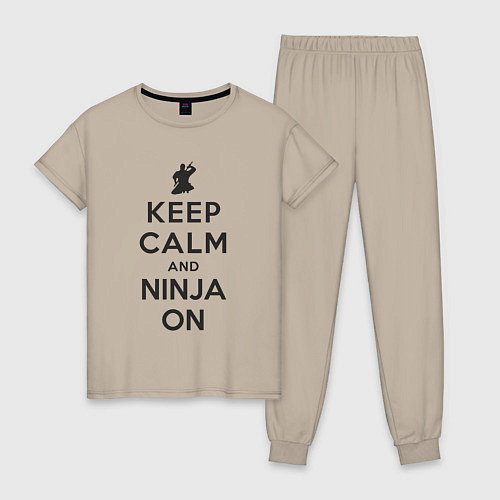 Женская пижама Keep calm and ninja on / Миндальный – фото 1