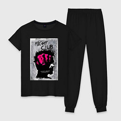 Пижама хлопковая женская Fihgt club poster, цвет: черный