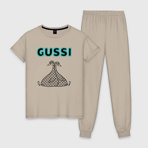 Женская пижама Гусси - два гуся / Миндальный – фото 1