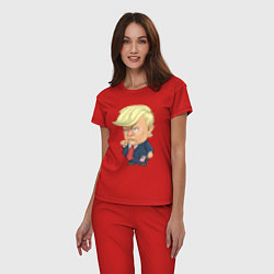 Пижама хлопковая женская Мистер Трамп, цвет: красный — фото 2