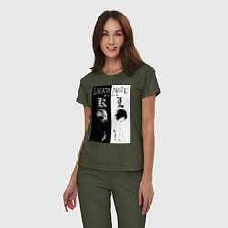 Пижама хлопковая женская Тетрадь смерти Лайт Ягами, цвет: меланж-хаки — фото 2