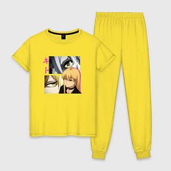 Пижама хлопковая женская Девушка Гидо - Ведьма и чудовище, цвет: желтый