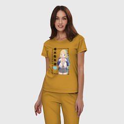 Пижама хлопковая женская Девушки Хоккайдо супер очаровательны - Фуюки, цвет: горчичный — фото 2
