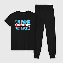 Пижама хлопковая женская Cm Punk - Best in the World, цвет: черный