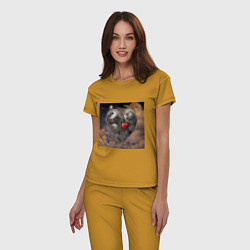Пижама хлопковая женская Сердце и луна, цвет: горчичный — фото 2