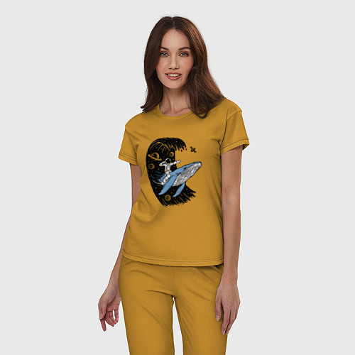 Женская пижама Космонавт и кит / Горчичный – фото 3