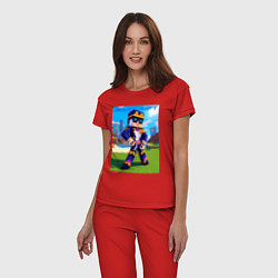 Пижама хлопковая женская Jotaro Kujo and Minecraft - collaboration, цвет: красный — фото 2