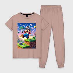 Женская пижама Марио и Майнкрафт - коллаба