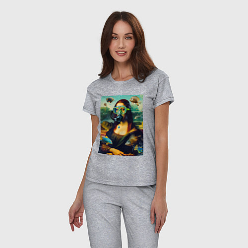 Женская пижама Мона Лиза под водой - нейросеть / Меланж – фото 3