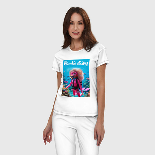 Женская пижама Barbie diving - ai art / Белый – фото 3