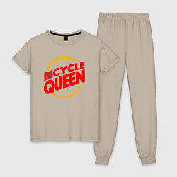 Пижама хлопковая женская Велосипедная королева, цвет: миндальный