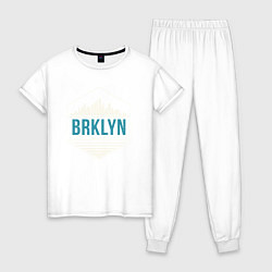 Пижама хлопковая женская Brooklyn city, цвет: белый