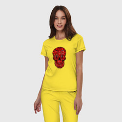 Пижама хлопковая женская Red decorative skull, цвет: желтый — фото 2