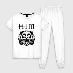 Пижама хлопковая женская HIM - rock panda, цвет: белый
