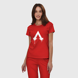 Пижама хлопковая женская Логотип Apex с подтеками, цвет: красный — фото 2