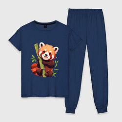 Пижама хлопковая женская The Red Panda, цвет: тёмно-синий