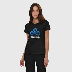 Пижама хлопковая женская Cloud9 - blue cloud logo, цвет: черный — фото 2