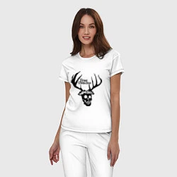 Пижама хлопковая женская True Detective: Deer Skull, цвет: белый — фото 2