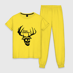 Пижама хлопковая женская True Detective: Deer Skull, цвет: желтый