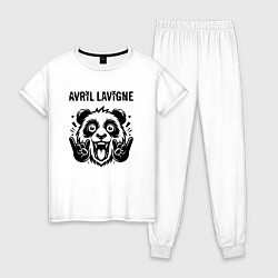 Пижама хлопковая женская Avril Lavigne - rock panda, цвет: белый