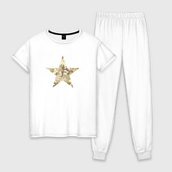 Пижама хлопковая женская Звезда камуфляж песочный, цвет: белый