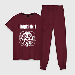 Пижама хлопковая женская Limp Bizkit rock panda, цвет: меланж-бордовый