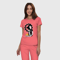 Пижама хлопковая женская Laibach - A girl with tshirt, цвет: коралловый — фото 2