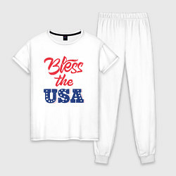 Пижама хлопковая женская Bless the USA, цвет: белый