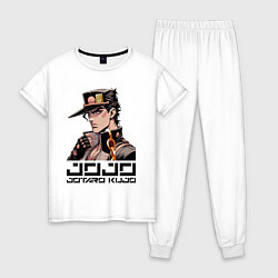 Пижама хлопковая женская Jotaro Kujo - Jojo ai art, цвет: белый