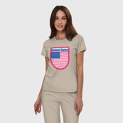 Пижама хлопковая женская United States, цвет: миндальный — фото 2