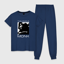Пижама хлопковая женская Jazz legend Thelonious Monk, цвет: тёмно-синий