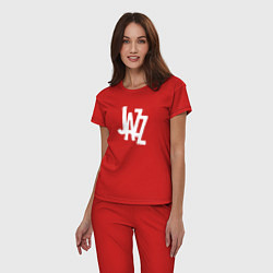 Пижама хлопковая женская Jazz retro in white, цвет: красный — фото 2