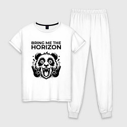 Пижама хлопковая женская Bring Me the Horizon - rock panda, цвет: белый