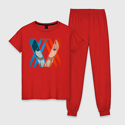 Пижама хлопковая женская Хиро Зеро Ту, цвет: красный