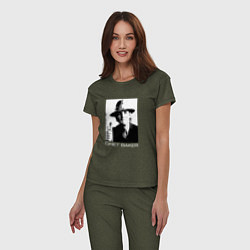 Пижама хлопковая женская Chet Baker jazz legend, цвет: меланж-хаки — фото 2