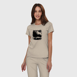 Пижама хлопковая женская Ритм движения осени, цвет: миндальный — фото 2